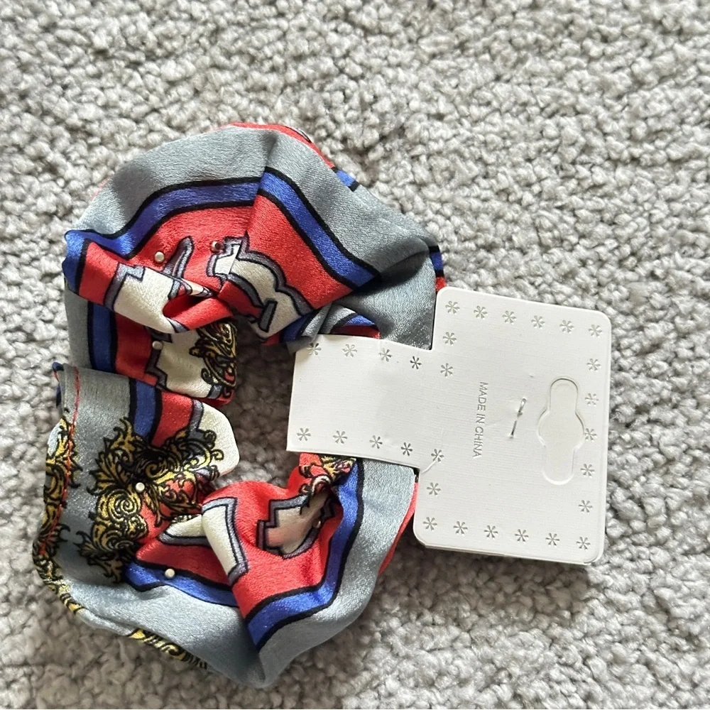 Colorful Patterned Scrunchies with Pearls